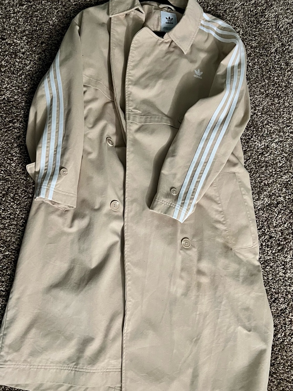 adidas Beige Trench Coat with White Accents